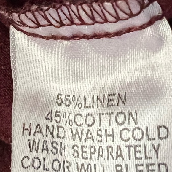 Umgee Wine Burgundy Linen- Cotton Blend Pull on Jogger Pants - Picture 8 of 9